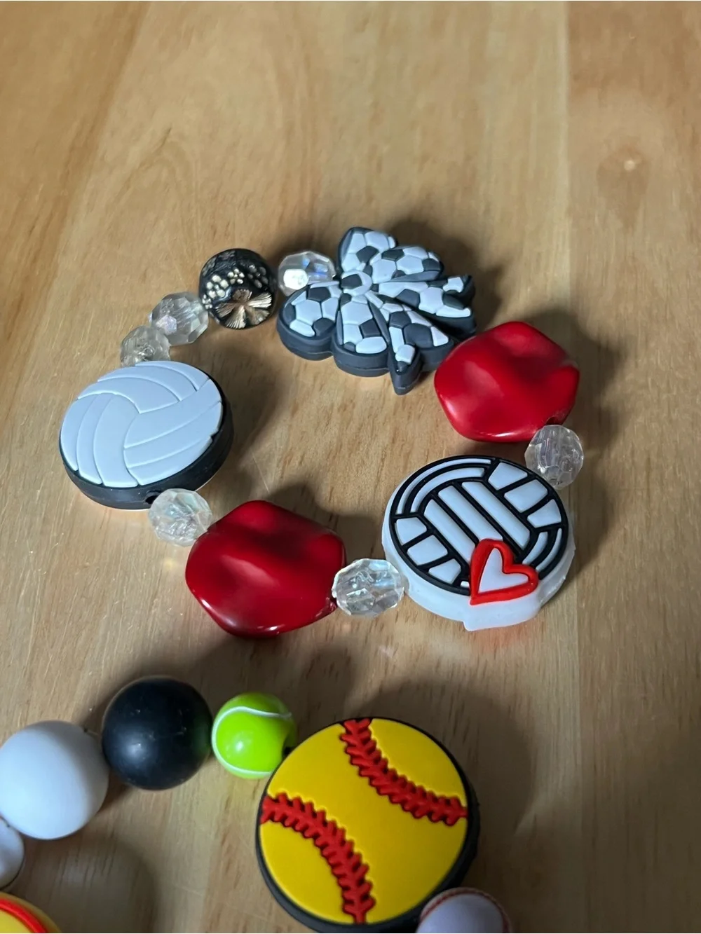 Bracelets B157 Homemade silicone beaded stretch sports theme set of 4